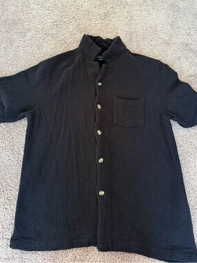 Cotton On Black Short Sleeve Textured Button-Up Shirt